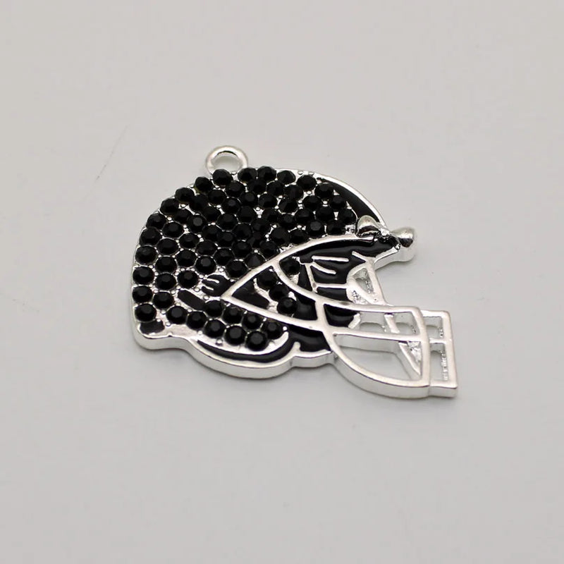 Colorful Rhinestone Football Helmet Charm Pendant