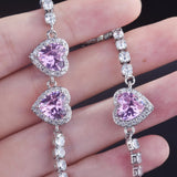 Zircon Love Pull Choker Necklace High-Def Sweet Pink Bling Bling Chain