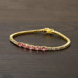 Pink CZ Oval Tennis Bracelet for Women, Party Gift