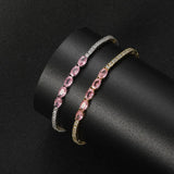 Pink CZ Oval Tennis Bracelet for Women, Party Gift