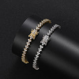 Brass CZ Flower 5MM Tennis Chain Bracelet - Gift BB122
