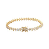 Brass CZ Flower 5MM Tennis Chain Bracelet - Gift BB122
