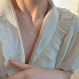 925 Silver Layer Chain Heart Necklace for Women