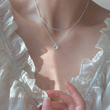 925 Silver Layer Chain Heart Necklace for Women