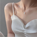 925 Silver Layer Chain Heart Necklace for Women