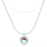 925 Silver Layer Chain Heart Necklace for Women