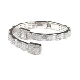 CZ Double Heart Open Bangle Bracelet Men Women Icy Jewelry