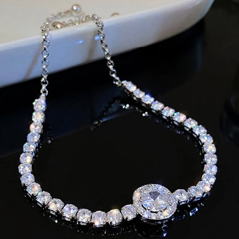Zircon Diamond Chain Bracelet 18k Silver Jewelry
