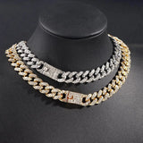 Crystal Cuban Link Chain Choker Necklace Hip Hop Rapper Rhinestones Jewelry