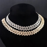 Crystal Cuban Link Chain Choker Necklace Hip Hop Rapper Rhinestones Jewelry