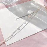 Double Layer Round 925 Silver Snake Chain Bracelet for Women