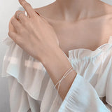Double Layer Round 925 Silver Snake Chain Bracelet for Women