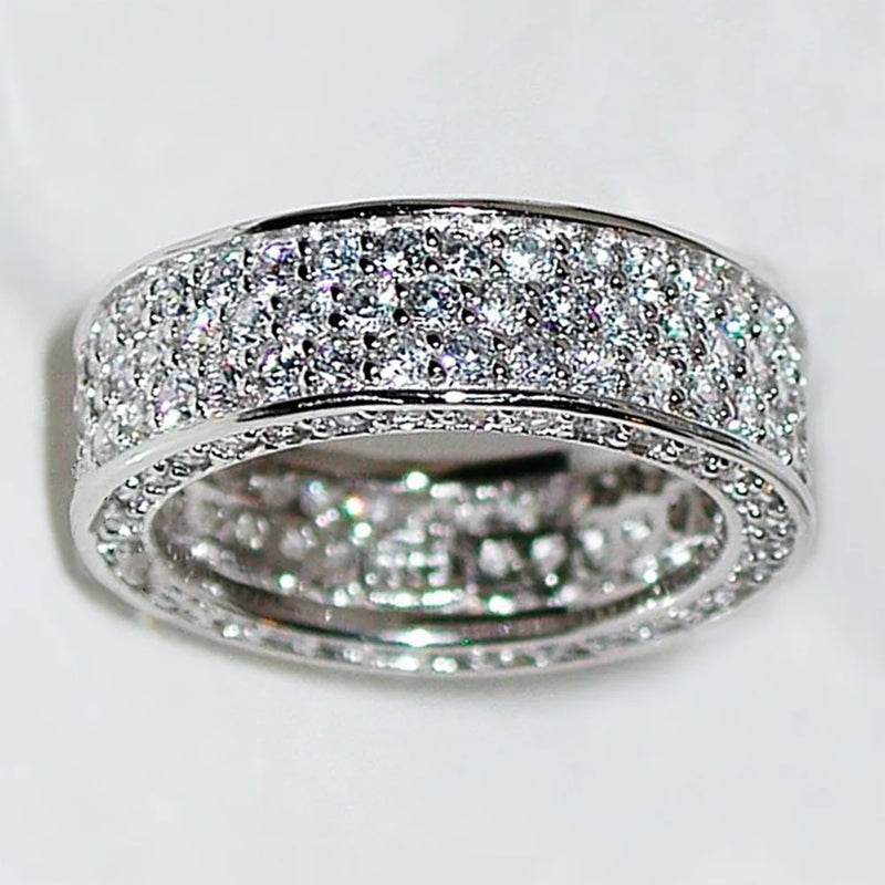 Lab Diamond Ring 925 Silver Party Wedding Band Rings for Women Men