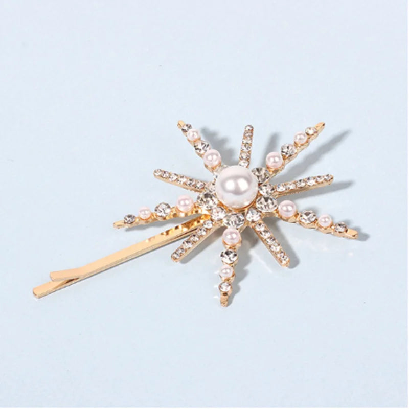 Geometric Star Rhinestone Pearl Hair Pin Hair Accessories for Women