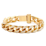 Bling Hip Hop Iced Out Chain Cuban Bracelet Men Women Silver Miami Bracelet