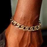 Bling Hip Hop Iced Out Chain Cuban Bracelet Men Women Silver Miami Bracelet