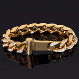 Bling Hip Hop Iced Out Chain Cuban Bracelet Men Women Silver Miami Bracelet