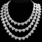 Crystal Heart Cuban Link Chain Necklace for Women Hip Hop Iced Out Choker