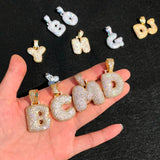 Men's Hip Hop Copper CZ Bubble Letters Pendant Necklace