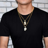 Men's Hip Hop Copper CZ Bubble Letters Pendant Necklace