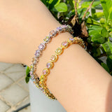 Rainbow CZ Crystal Tennis Chain Bracelet Women Party Jewelry