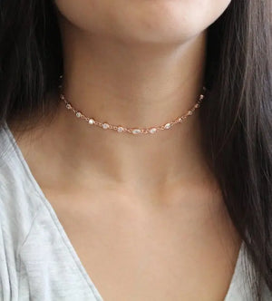 925 Silver Choker Necklace with Cz Crystal for Women