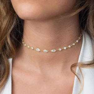 925 Silver Choker Necklace with Cz Crystal for Women