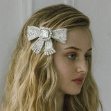 Bling Rhinestone Big Bow-knot Hair Comb Hair Clip Wedding Jewelry for Women