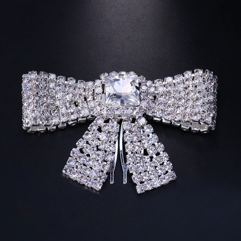 Bling Rhinestone Big Bow-knot Hair Comb Hair Clip Wedding Jewelry for Women