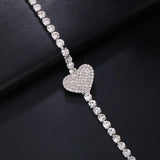 Rhinestone Heart Chain Harness Bra Necklace for Women