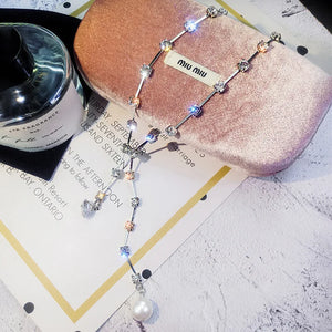 Rhinestone Tassel Pendant Necklace for Women Jewelry Gift