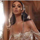 Rhinestone Tassel Hair Chain Headband Wedding Hair Jewelry for Women Crystal