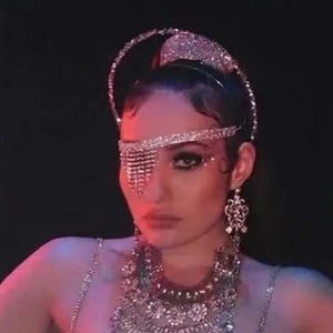 Rhinestone Tassel Head Chain Eyes Mask Party Jewelry for Women