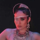 Rhinestone Tassel Head Chain Eyes Mask Party Jewelry for Women