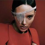 Rhinestone Tassel Head Chain Eyes Mask Party Jewelry for Women