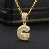 Bling Savage Initial Letters Necklace Ice Out Chain