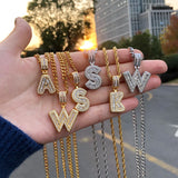 Bling Savage Initial Letters Necklace Ice Out Chain