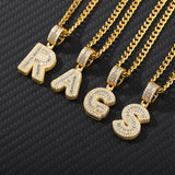 Bling Savage Initial Letters Necklace Ice Out Chain
