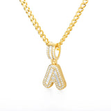 Bling Savage Initial Letters Necklace Ice Out Chain