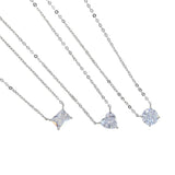 925 Silver CZ Paved Single Stone Necklace
