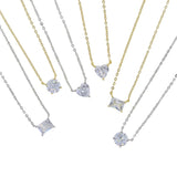 925 Silver CZ Paved Single Stone Necklace