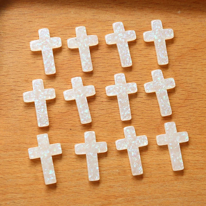 Resin Acid Jewelry Findings Bling Cross 50pcs 23*15mm