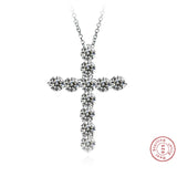 925 Silver Cross Pendant Necklace with Zircon Stone