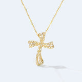 Zircon Stone Cross Pendant Silver Chain Women Jewelry Gift