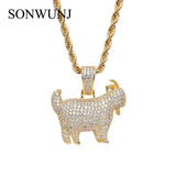 Hip Hop Animal Pendant Brass CZ Necklace CN051