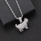 Hip Hop Animal Pendant Brass CZ Necklace CN051