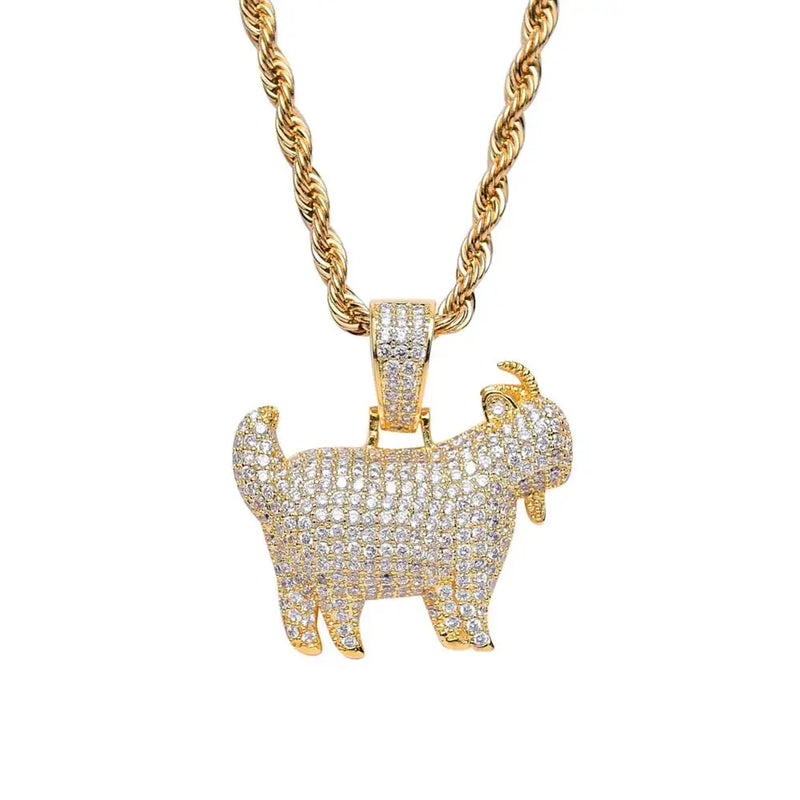 Hip Hop Animal Pendant Brass CZ Necklace CN051