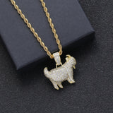 Hip Hop Animal Pendant Brass CZ Necklace CN051