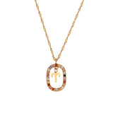 Colorful Rhinestone Steel Zodiac Sign Pendant Necklace - Christmas Gift