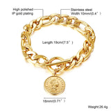 Cuban Link Womens Charm Bracelet Elizabeth Portrait Coin